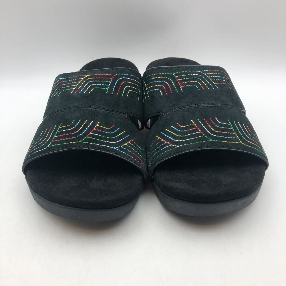 Spenco Womens Twilight Ellie Slide Sandals US 9 WIDE Black Space Dye Leather NIB - Picture 5 of 11